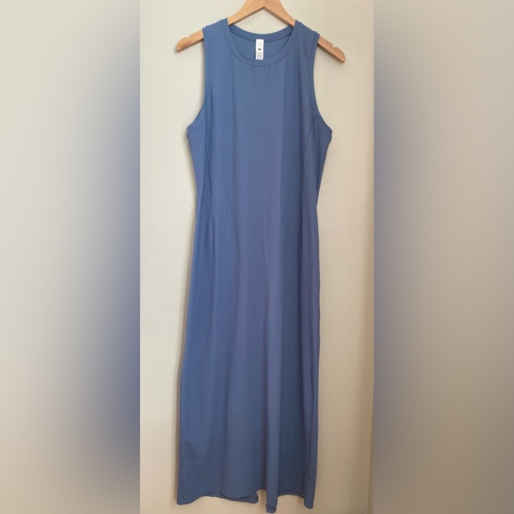 Lululemon All Aligned Ribbed Midi Dress Washed Denim Size 12 Blue - Picture 2 of 13